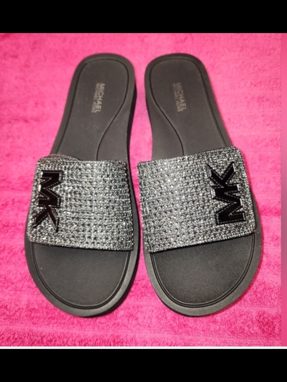 NWOB SZ 10 MICHAEL KORS RHINESTONE SLIDES SANDALS